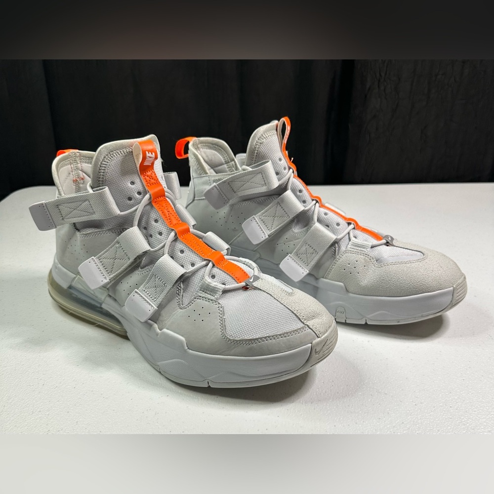 Men's Stylish White and Orange Sneakers